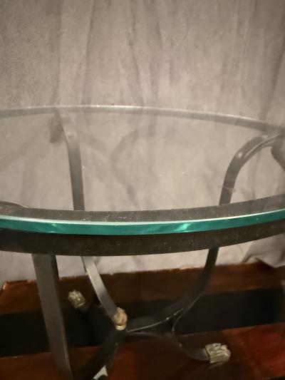 Maison Jansen BLACK STEEL AND BRASS SWAN HEAD TABLE BY MAISON JANSEN