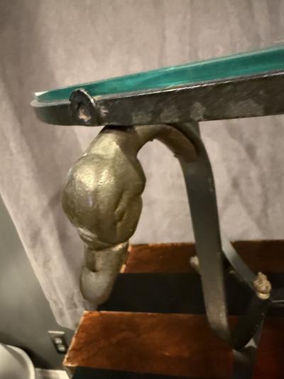 Maison Jansen BLACK STEEL AND BRASS SWAN HEAD TABLE BY MAISON JANSEN