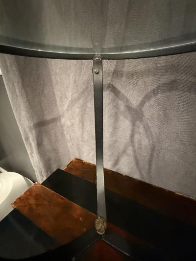 Maison Jansen BLACK STEEL AND BRASS SWAN HEAD TABLE BY MAISON JANSEN