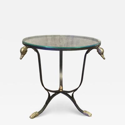 Maison Jansen BLACK STEEL AND BRASS SWAN HEAD TABLE BY MAISON JANSEN