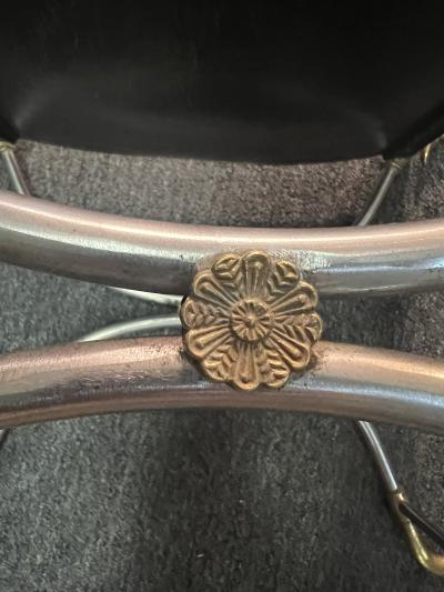 Maison Jansen BRUSHED NICKEL AND BRASS SWAN STOOL BY MAISON JANSEN