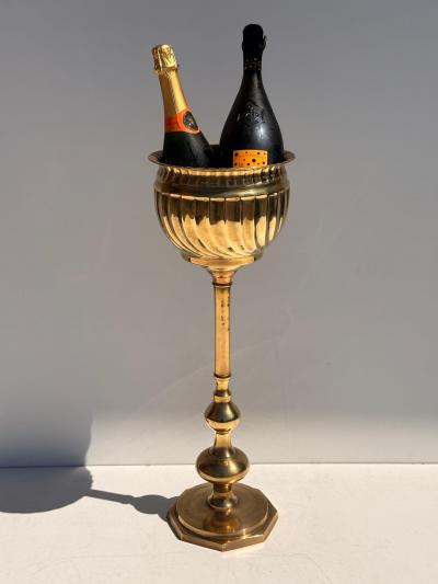 Maison Jansen Brass Champagne Cooler and Planter Vintage Serveware 1970s Design