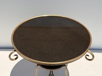 Maison Jansen Brass and Black Granite French Style Gueridon Table