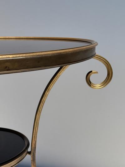 Maison Jansen Brass and Black Granite French Style Gueridon Table