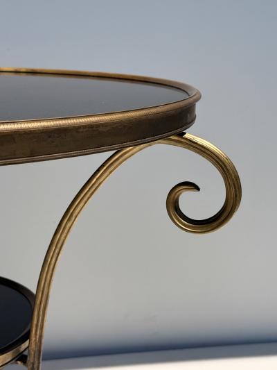 Maison Jansen Brass and Black Granite French Style Gueridon Table