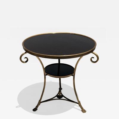 Maison Jansen Brass and Black Granite French Style Gueridon Table