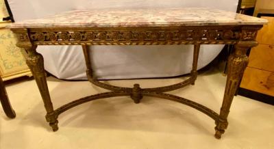 Maison Jansen Center Table or Console Louis XVI Jansen Style Stunning Marble Top Gilt Base