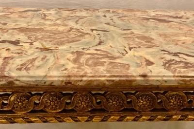 Maison Jansen Center Table or Console Louis XVI Jansen Style Stunning Marble Top Gilt Base