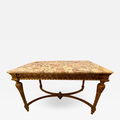 Maison Jansen Center Table or Console Louis XVI Jansen Style Stunning Marble Top Gilt Base