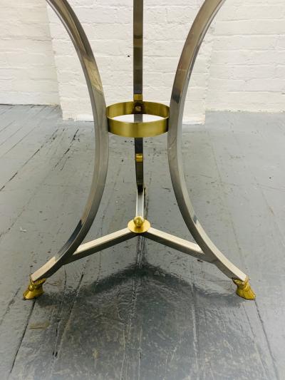 Maison Jansen Chrome and Brass Marble Top Table in the Style of Maison Jansen