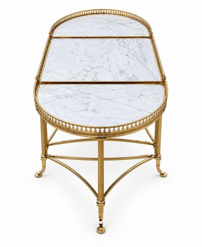 Maison Jansen Circa 1940 Maison Jansen Tripartite Brass Coffee Table with Marble top