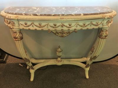 Maison Jansen Demilune Console Or Serving Table French Maison Jansen Ribbon Form Marble top