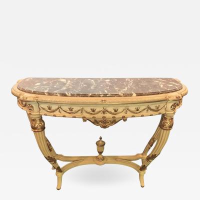 Maison Jansen Demilune Console Or Serving Table French Maison Jansen Ribbon Form Marble top