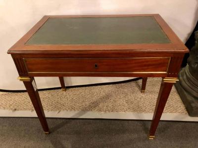 Maison Jansen Diminutive Leather Top Desk with Pull Out Sides and Bronze Mounts Stamped Jansen