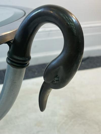 Maison Jansen ELEGANT MODERNIST MAISON JANSEN STEEL AND BRASS SWAN HEAD COFFEE TABLE