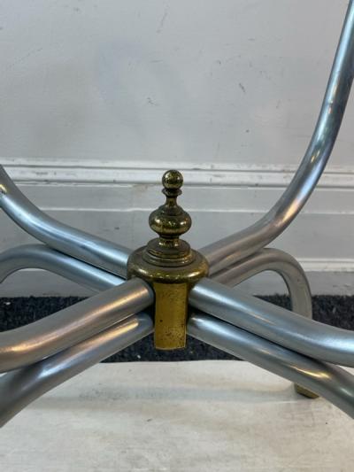 Maison Jansen ELEGANT MODERNIST MAISON JANSEN STEEL AND BRASS SWAN HEAD SIDE TABLE