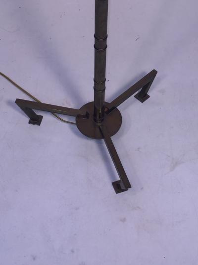 Maison Jansen EXCEPTIONAL MODERNIST MAISON JANSEN BRASS BAMBOO TRIPOD BASE FLOOR LAMP