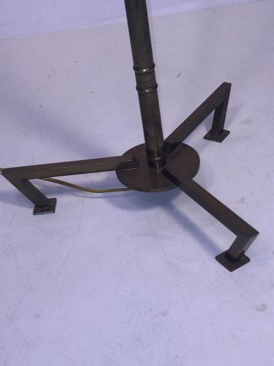 Maison Jansen EXCEPTIONAL MODERNIST MAISON JANSEN BRASS BAMBOO TRIPOD BASE FLOOR LAMP