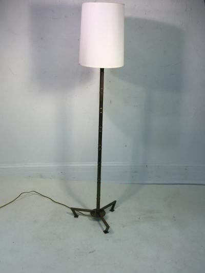 Maison Jansen EXCEPTIONAL MODERNIST MAISON JANSEN BRASS BAMBOO TRIPOD BASE FLOOR LAMP