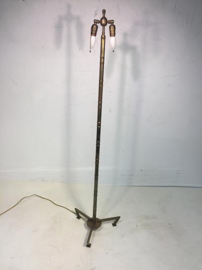 Maison Jansen EXCEPTIONAL MODERNIST MAISON JANSEN BRASS BAMBOO TRIPOD BASE FLOOR LAMP