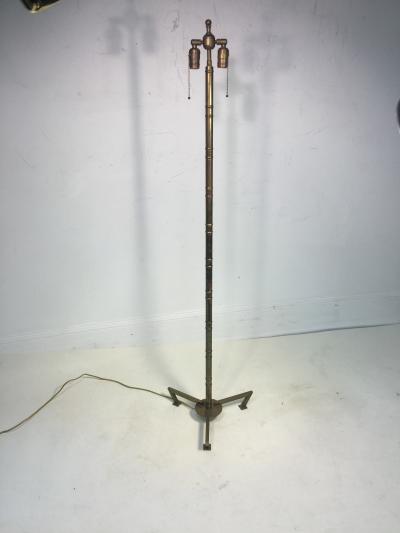 Maison Jansen EXCEPTIONAL MODERNIST MAISON JANSEN BRASS BAMBOO TRIPOD BASE FLOOR LAMP