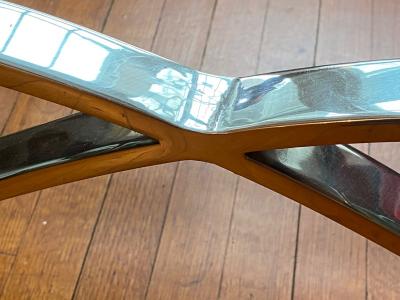Maison Jansen EXCEPTIONAL NICKEL AND BRASS X BASE COFFEE TABLE BY MAISON JANSEN