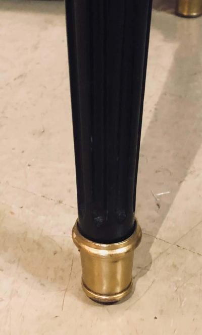 Maison Jansen Ebonized Jansen Style Coffee Table with a Greek Key Design and Leather Top