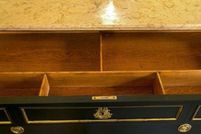 Maison Jansen Ebonized Marble Top Commode by Maison Jansen