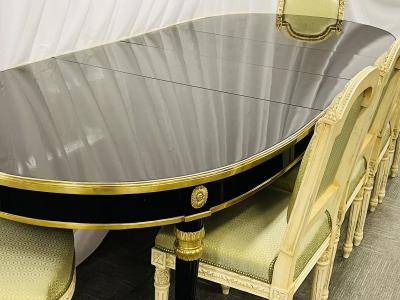 Maison Jansen Ebony Dining Table Louis XVI Style 2 Leaves 