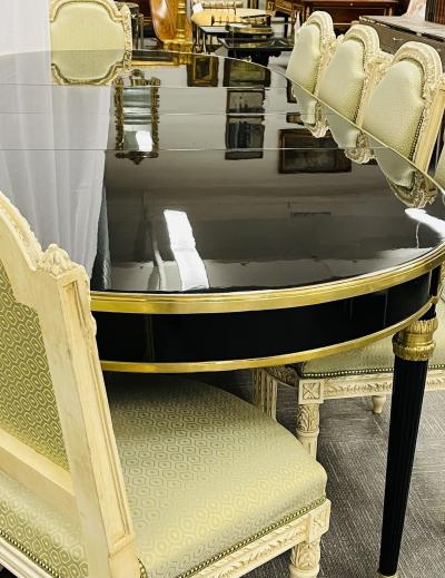 Maison Jansen Ebony Dining Table Louis XVI Style 2 Leaves 