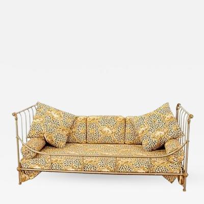 Maison Jansen Exceptional Steel and Brass French Daybed by Maison Jansen with Fine Details