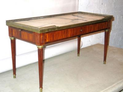 Maison Jansen Expandable French Modern Neoclassical Wood Marble Coffee Table by Maison Jansen