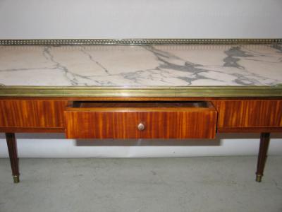Maison Jansen Expandable French Modern Neoclassical Wood Marble Coffee Table by Maison Jansen