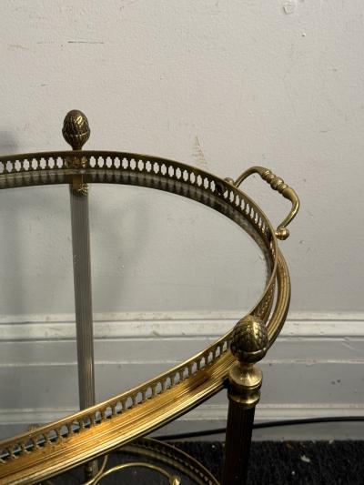 Maison Jansen FINE MAISON JANSEN BRASS AND REMOVABLE GLASS TRAY BAR CART
