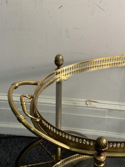 Maison Jansen FINE MAISON JANSEN BRASS AND REMOVABLE GLASS TRAY BAR CART