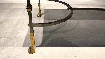 Maison Jansen Fine French Faux Marble Steel and Brass Coffe Table Maison Jansen
