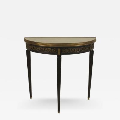 Maison Jansen French 1940s Ebonized Demilune Shaped Console Table