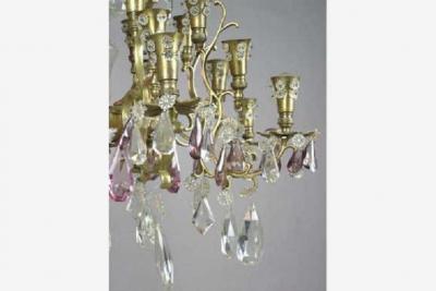 Maison Jansen French 24 Arm Brass and Cut Crystal Chandelier by Bagu s for Maison Jansen