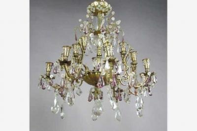 Maison Jansen French 24 Arm Brass and Cut Crystal Chandelier by Bagu s for Maison Jansen