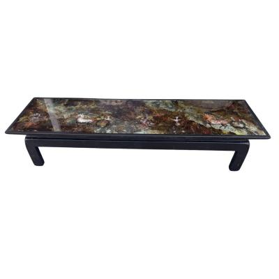 Maison Jansen French Art Deco Eglomise Reverse Painted Glass Cocktail Table Horses