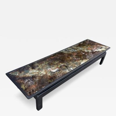 Maison Jansen French Art Deco Eglomise Reverse Painted Glass Cocktail Table Horses