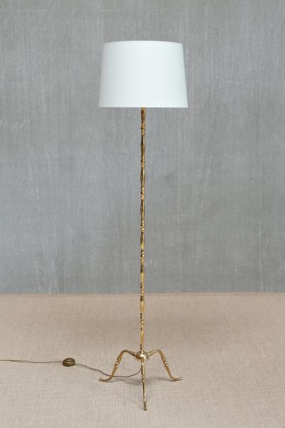 Maison Jansen French Brass Bamboo Tripod Floor Lamp in the Style of Maison Jansen 1950s