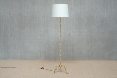 Maison Jansen French Brass Bamboo Tripod Floor Lamp in the Style of Maison Jansen 1950s
