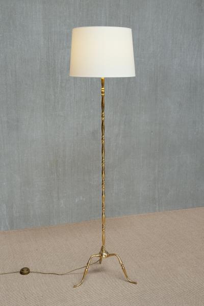 Maison Jansen French Brass Bamboo Tripod Floor Lamp in the Style of Maison Jansen 1950s