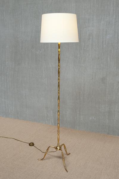Maison Jansen French Brass Bamboo Tripod Floor Lamp in the Style of Maison Jansen 1950s
