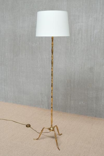 Maison Jansen French Brass Bamboo Tripod Floor Lamp in the Style of Maison Jansen 1950s