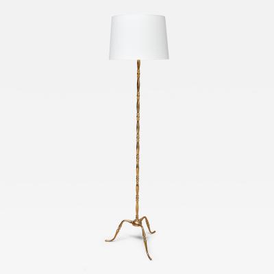 Maison Jansen French Brass Bamboo Tripod Floor Lamp in the Style of Maison Jansen 1950s
