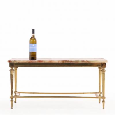 Maison Jansen French Brass and Onyx Coffee Table in the Manner of Maison Jansen C 1950
