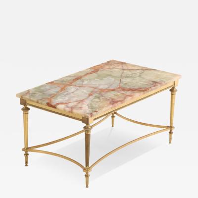 Maison Jansen French Brass and Onyx Coffee Table in the Manner of Maison Jansen C 1950