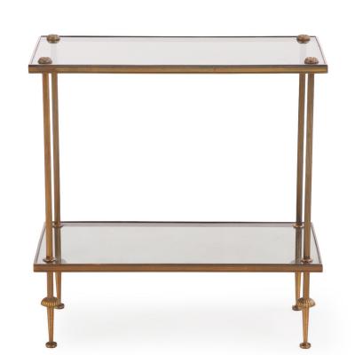 Maison Jansen French Brass and Smoked Glass End Table in the manner of Maison Jansen C 1950